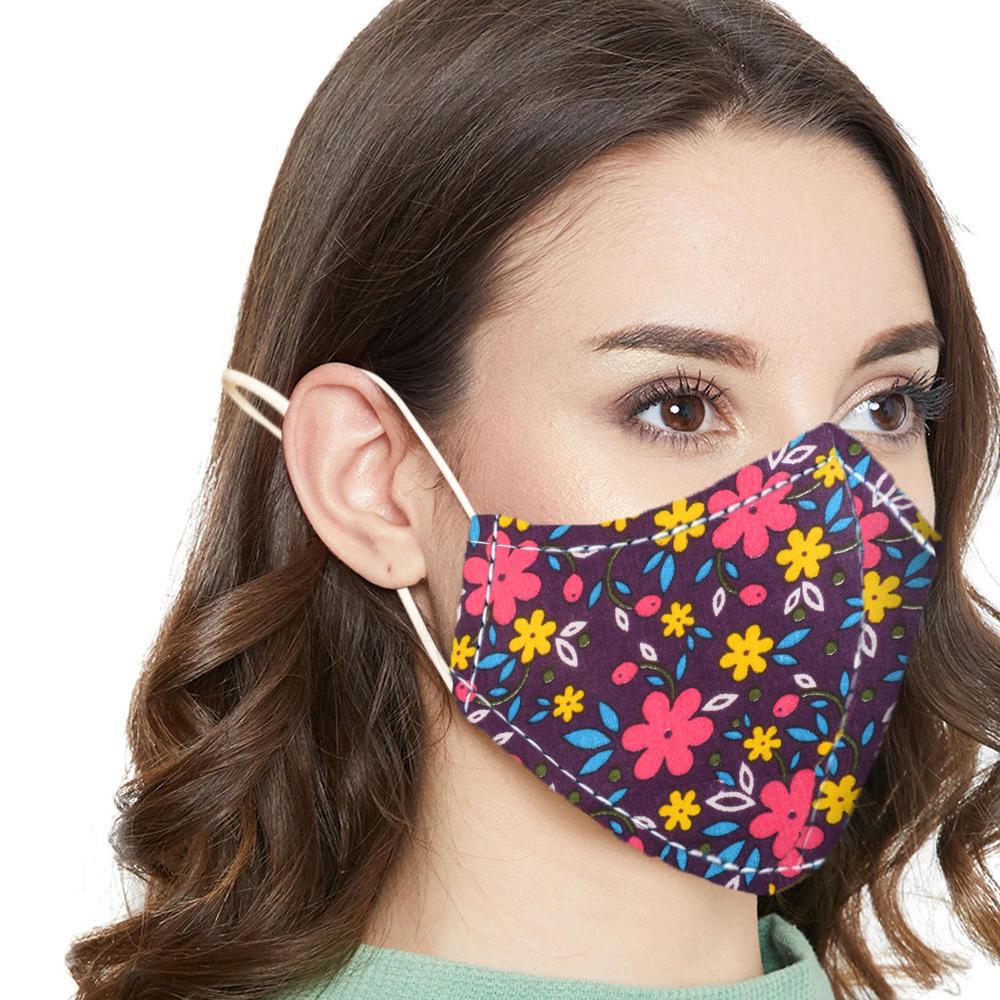 Women's Fashion Anti Viral Double Layered Washable Fabric Face Mask. Certified Ruco Bak AGP Finish Face Mask Image Floral 
