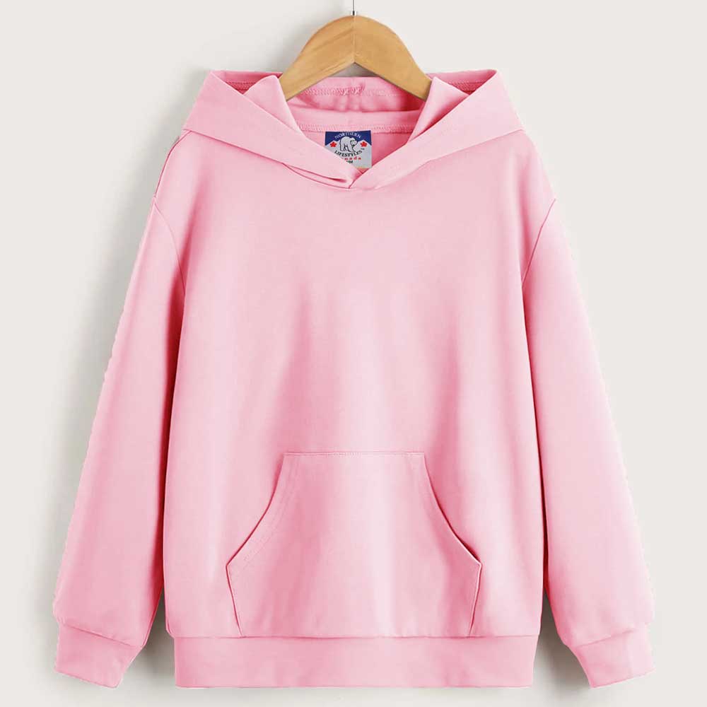 Three Layer Boy's Vicenza Long Sleeve Fleece Pullover Hoodie Boy's Pullover Hoodie IST Light Pink (XS) 10 Years 