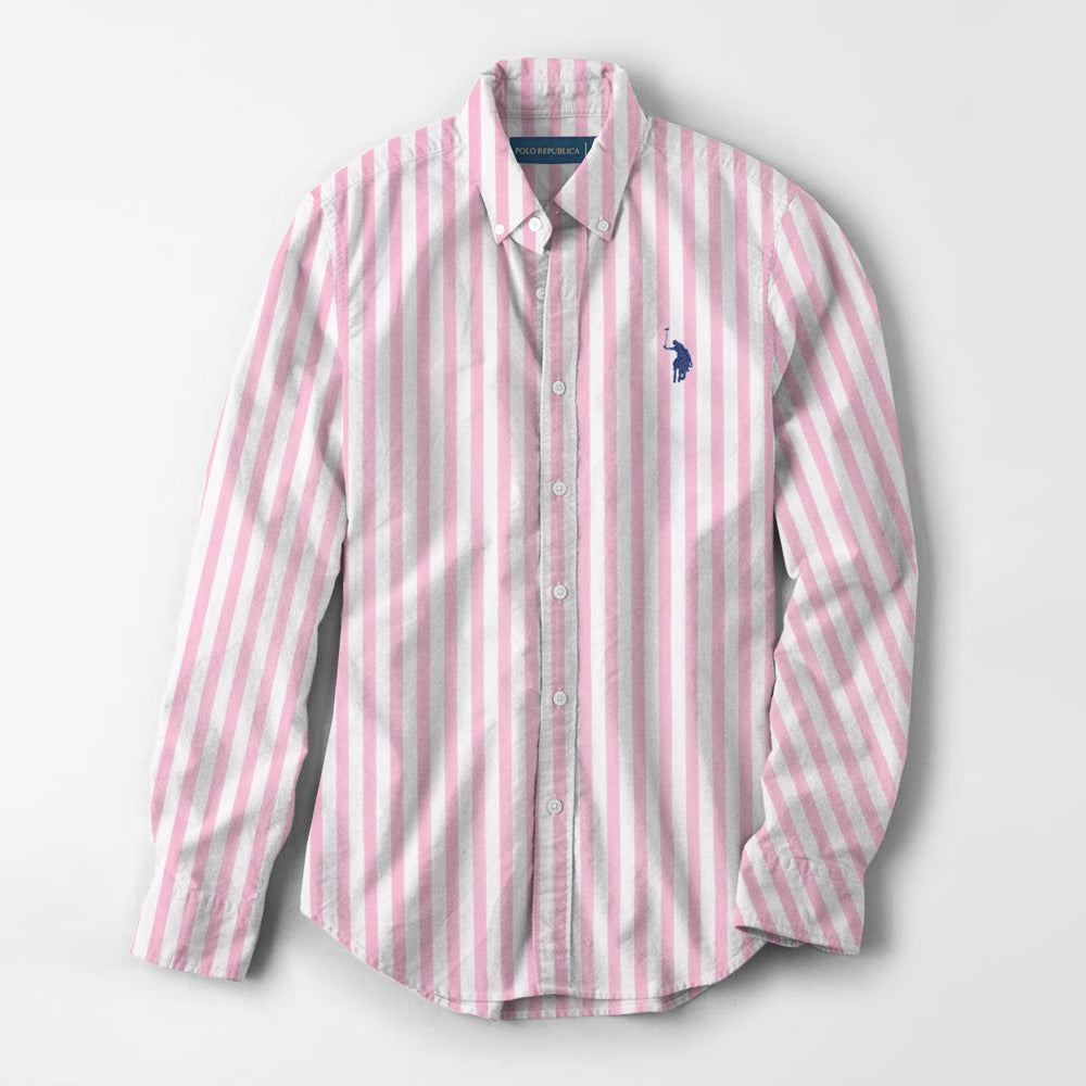 Polo Republica Men's Premium Stripes Pony Embroidered Casual Shirt