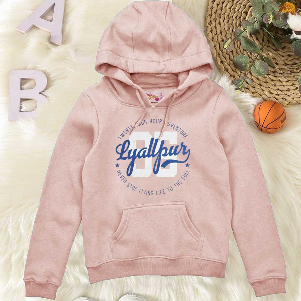 Girl's Lyallpur 95 Printed Pullover Hoodie Girl's Pullover Hoodie LFS PInk 7-8 Years 