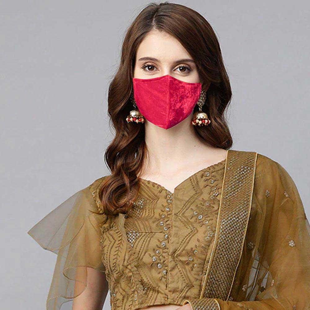 Shadi Wala Mask in Velvet by Polo Republica Face Mask Polo Republica Pink 