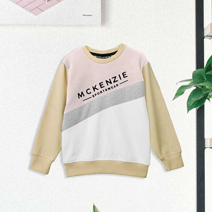 Mckenzie Kid's Logo Printed Fleece Sweat Shirt Boy's Sweat Shirt LFS Pink & White 3-4 Years 