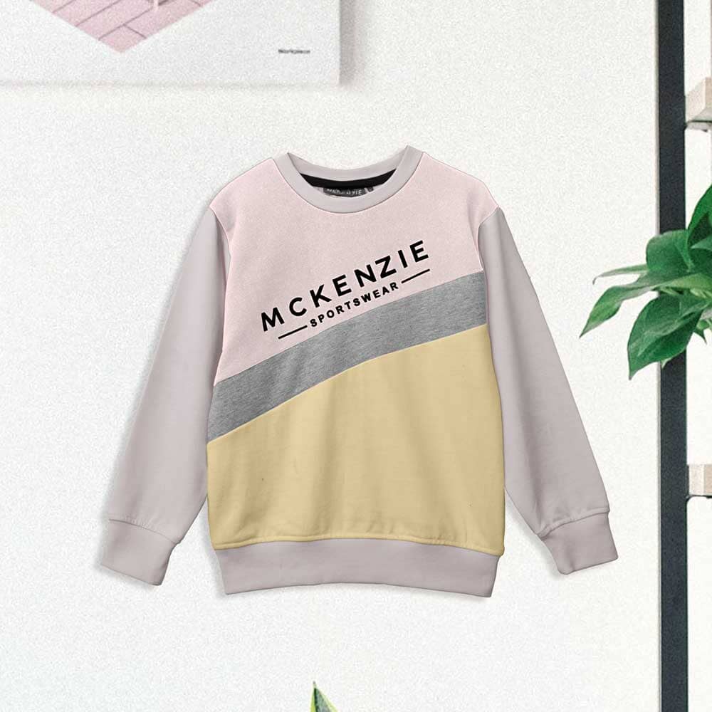 Mckenzie Kid's Logo Printed Fleece Sweat Shirt Boy's Sweat Shirt LFS Powder Pink & Yellow 3-4 Years 
