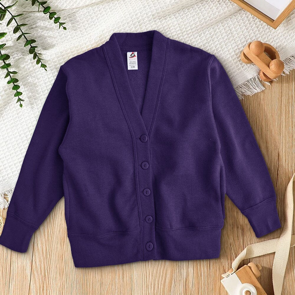 Smart Blanks Kid's Gavle Long Sleeve Fleece Cardigan Boy's Sweat Shirt Fiza Purple XS(3-4 Years) 