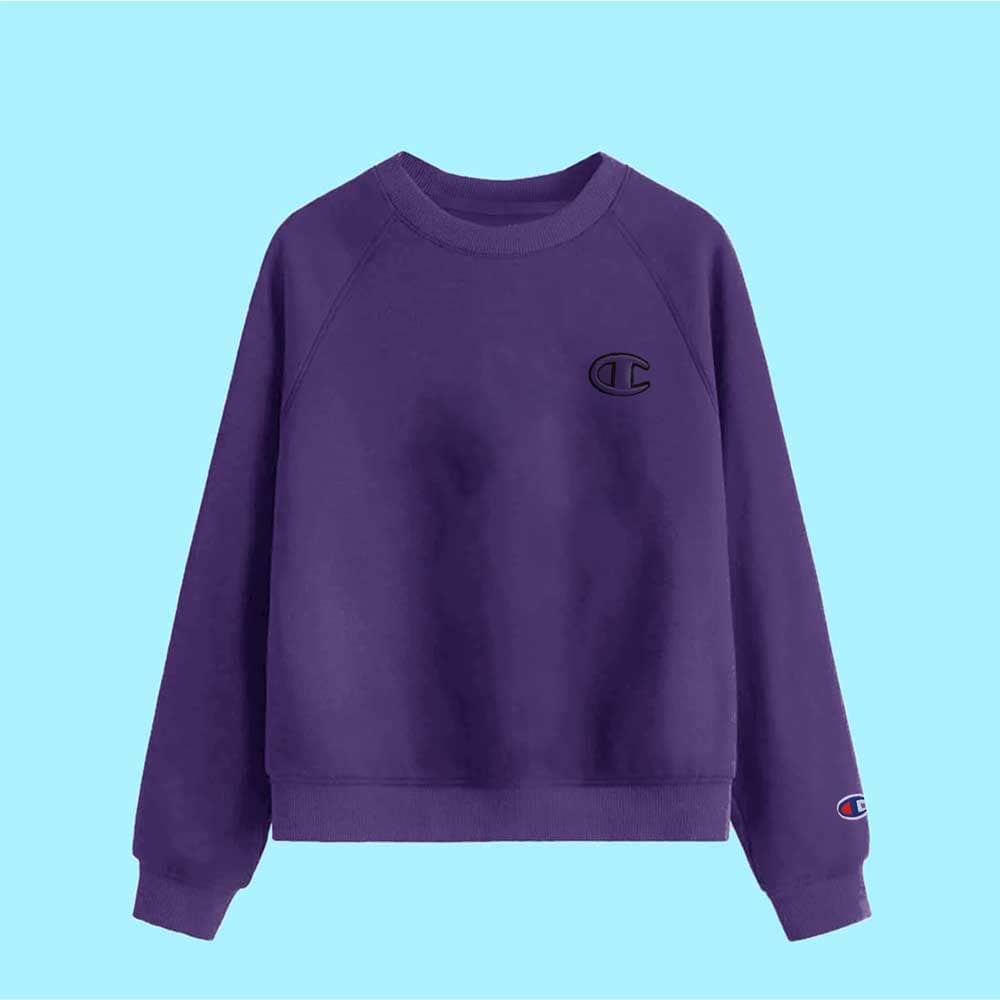 Champion Boy's Logo Printed Raglan Sleeve Fleece Sweatshirt Boy's Sweat Shirt Fiza Purple S(7-8 Years) 