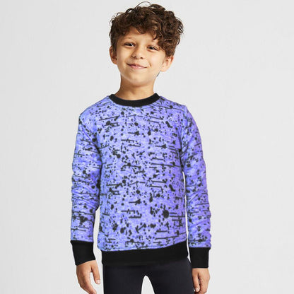 Kids Cut Label Dots & Line Printed Crew Neck Terry Sweat Shirt Boy's Sweat Shirt SRK Purple 1 