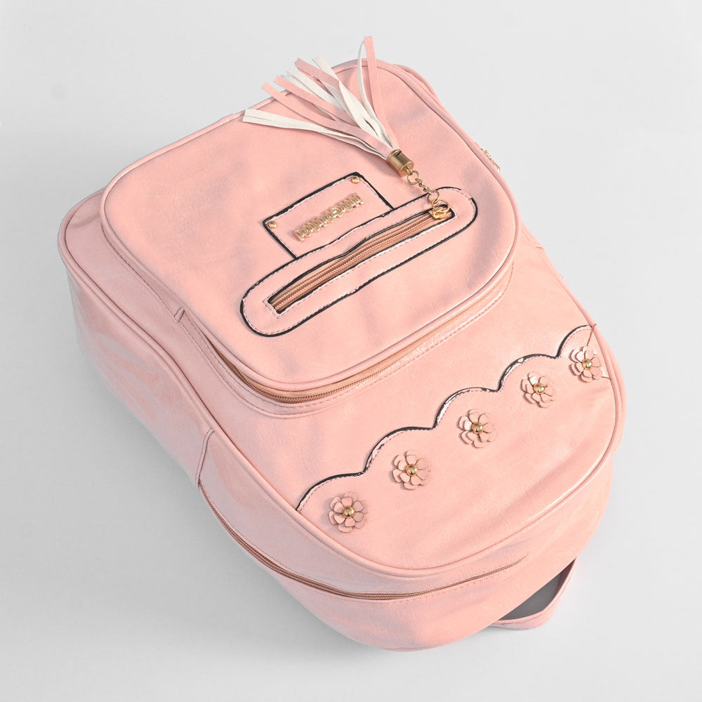 Jingpin Tassel Design Women's PU Leather Mini Backpack Hand Bag SMC 