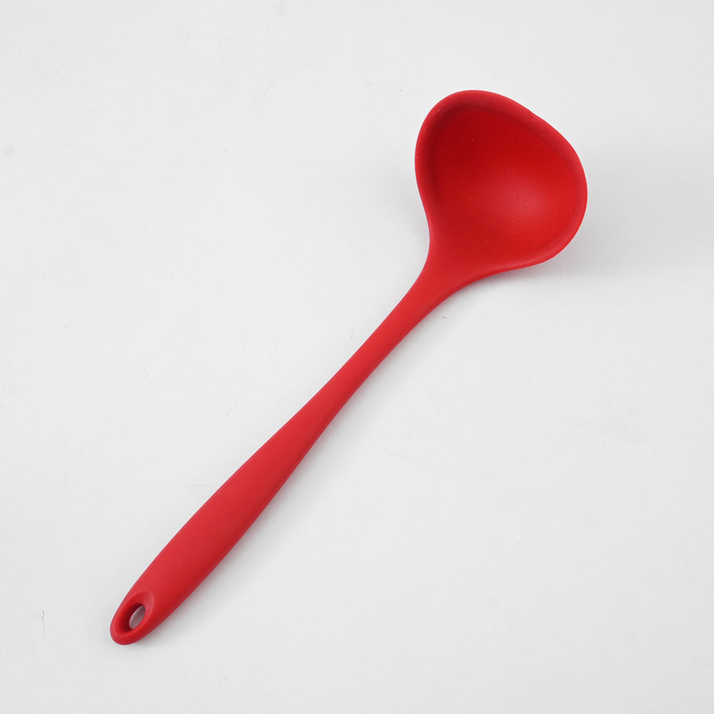 Long Handle Heat Resistant Solid Silicone Spatula Kitchen Accessories ALN Red 