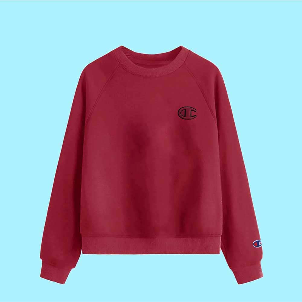 Champion Boy's Logo Printed Raglan Sleeve Fleece Sweatshirt Boy's Sweat Shirt Fiza Red XS(5-6 Years) 