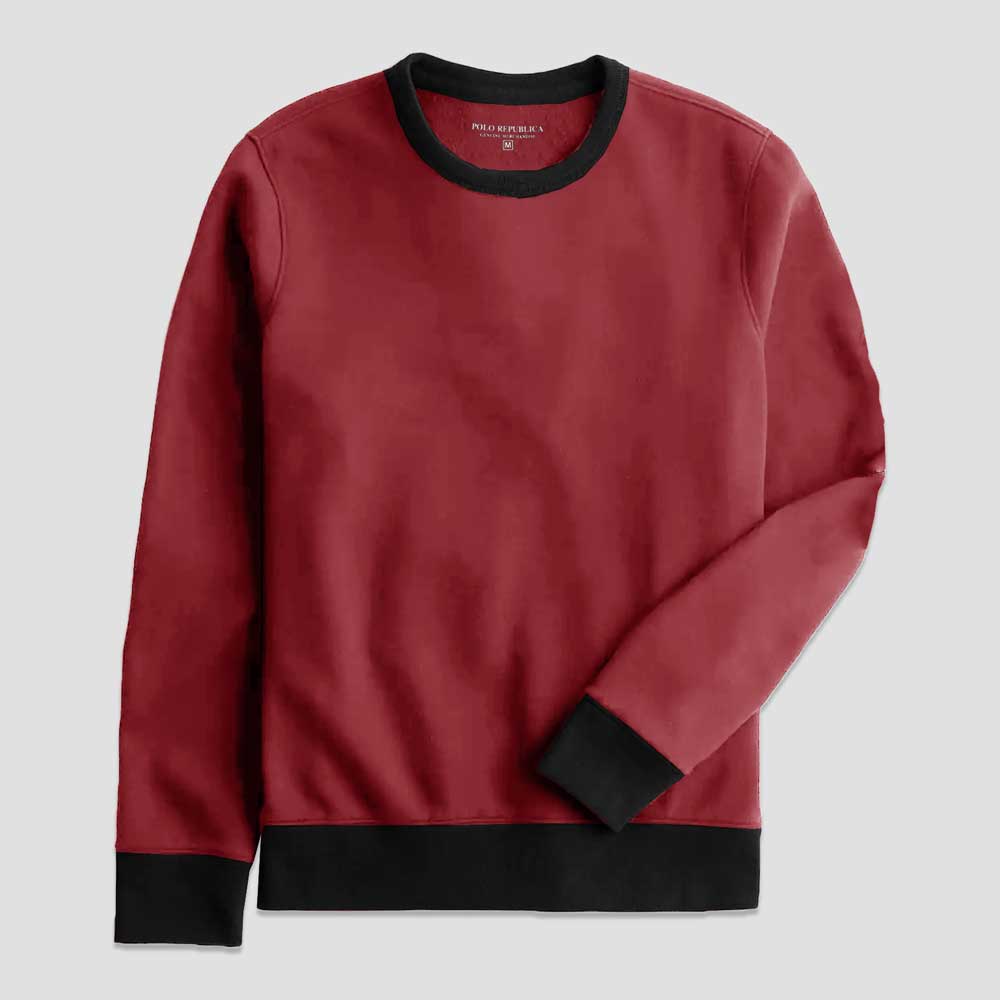 Polo Republica Men's Contrast Design Fleece Sweat Shirt Men's Sweat Shirt Polo Republica Red & Black S 