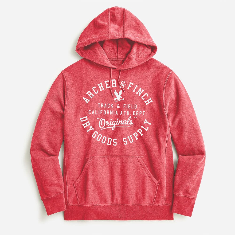 Archer & Finch Men's Track & Field Printed Fleece Pullover Hoodie Men's Pullover Hoodie LFS Red S 