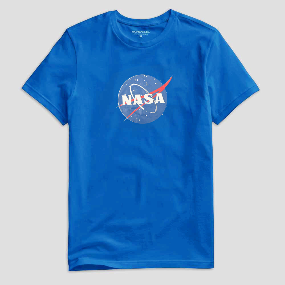 Polo Republica Men's NASA Printed Crew Neck Tee Shirt Men's Tee Shirt Polo Republica Blue S 