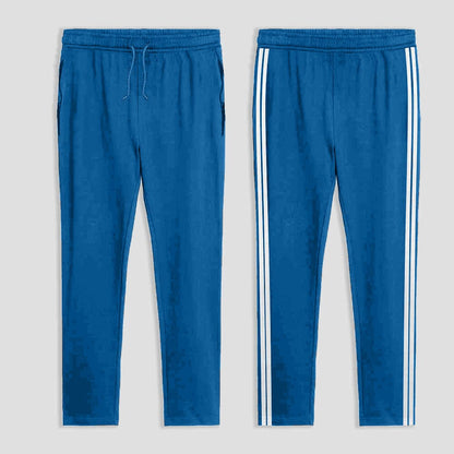 Heavy Cotton Jersey Slim-Fit Lounge Pants with Sporty Side Stripes Blue S 