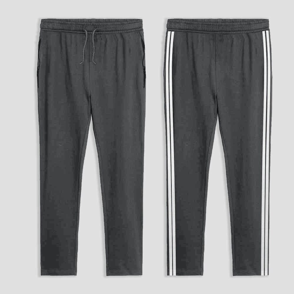 Heavy Cotton Jersey Slim-Fit Lounge Pants with Sporty Side Stripes Graphite S 