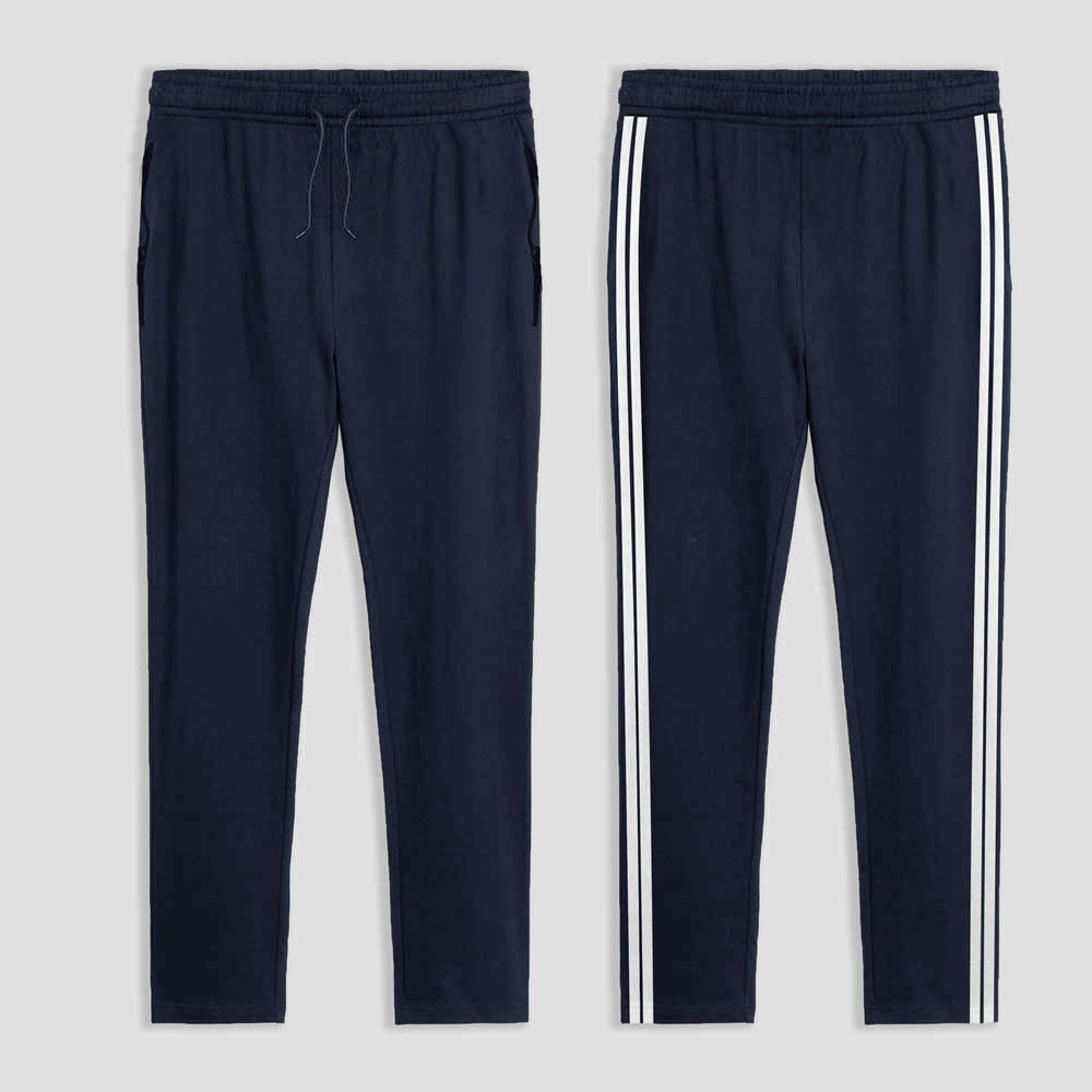 Heavy Cotton Jersey Slim-Fit Lounge Pants with Sporty Side Stripes Navy