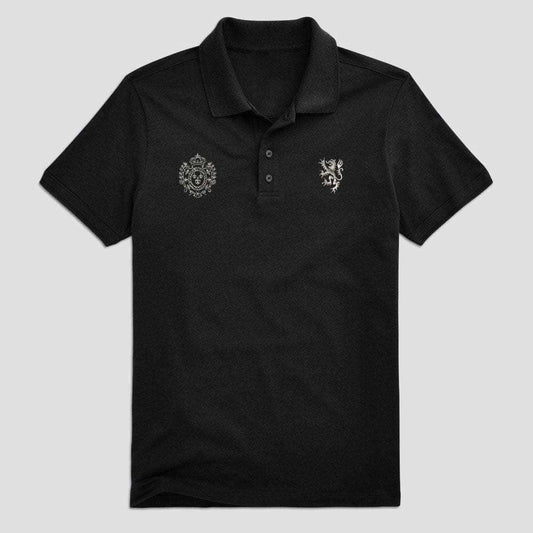 Men's Lion Crest Embroidered Short Sleeve Polo Shirt Men's Polo Shirt Image Black XS 