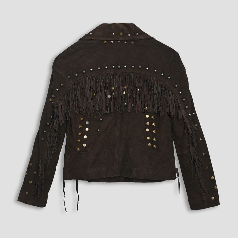 ZSAR Cowgirl Style Metal Studded Women's Leather Jacket Women's Jacket SFS 