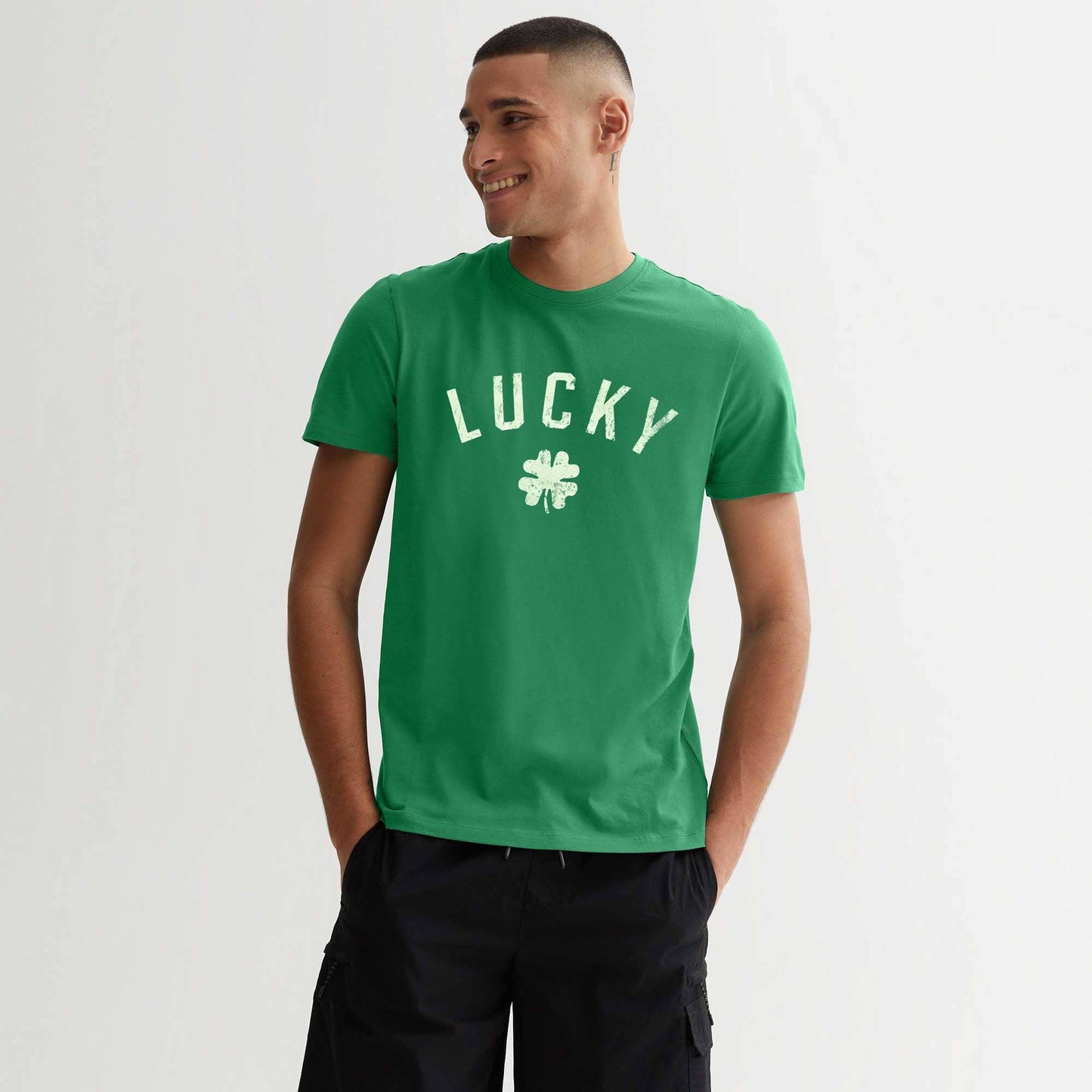 Celebrate Men's Lucky Flower Printed Short Sleeve Tee Shirt Men's Tee Shirt HAS Apparel Bottle Green S 