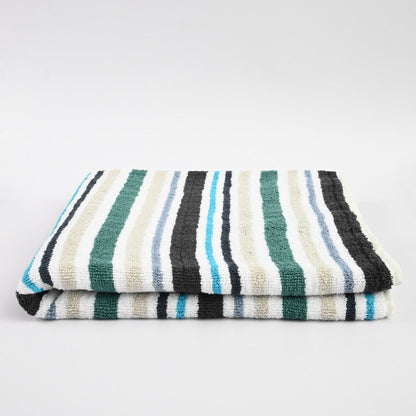 Laredo Stripes Style Bath Towel Towel Haroon Cp Green & White 