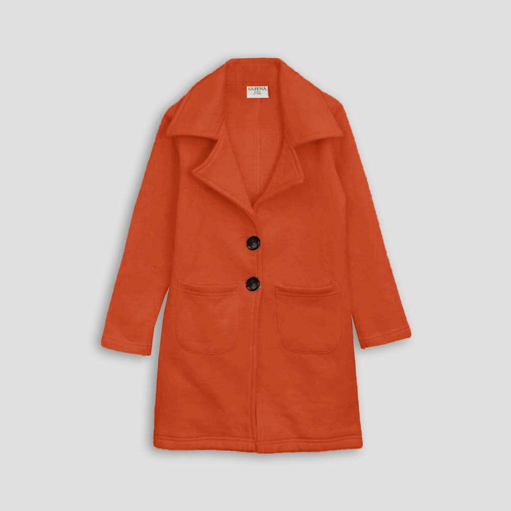 Safina Boys Walvis Lapel Style Winter Fleece Long Coat Boy's Jacket Image Orange 2-3 Years 