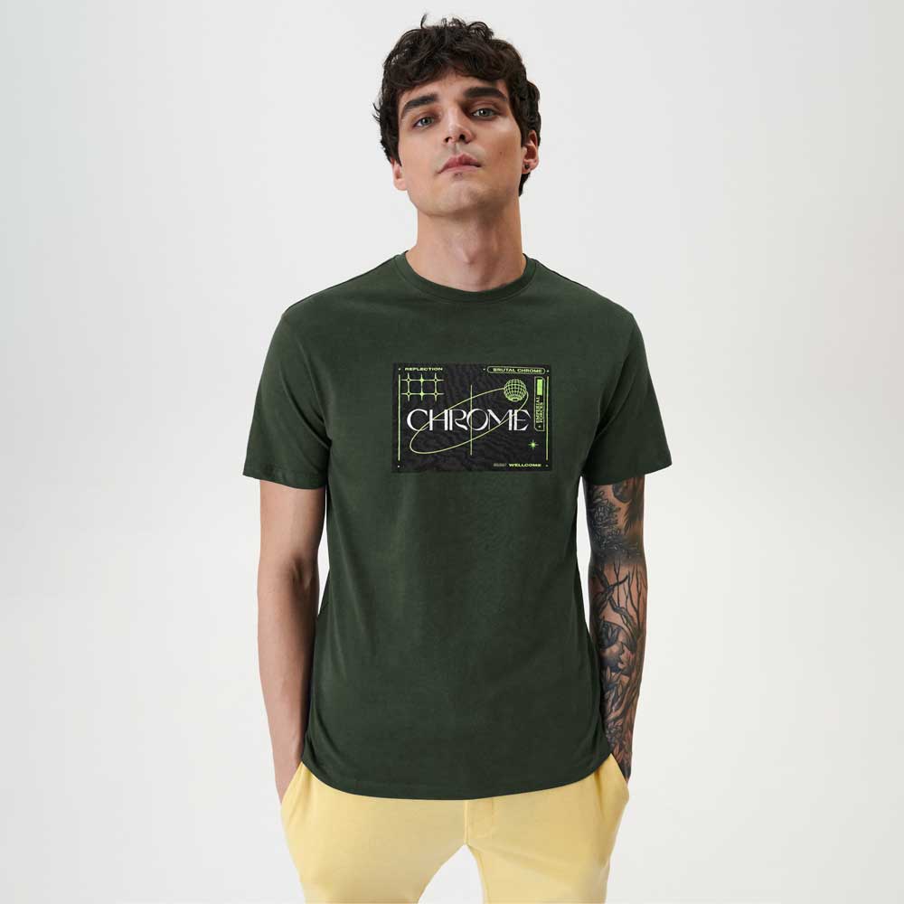 LE Men's Chrome Printed Crew Neck Tee Shirt Men's Tee Shirt Image 