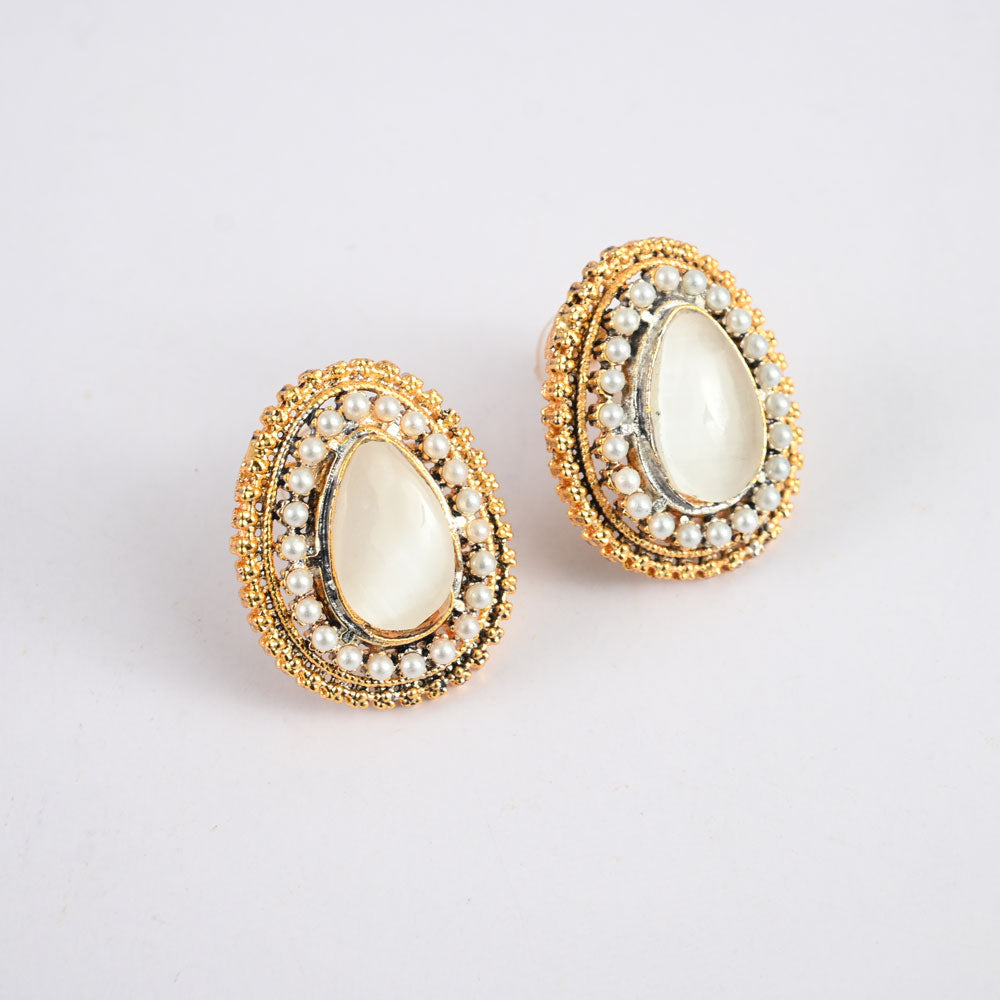 American Diamonds Women's Quimper Design Stylish Earrings Jewellery SNAN Traders White 