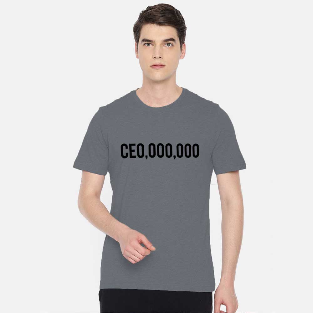 Men's Printed Crew Neck Tee Shirt CEO Millionaire Men's Tee Shirt Image Powder Blue Black XS