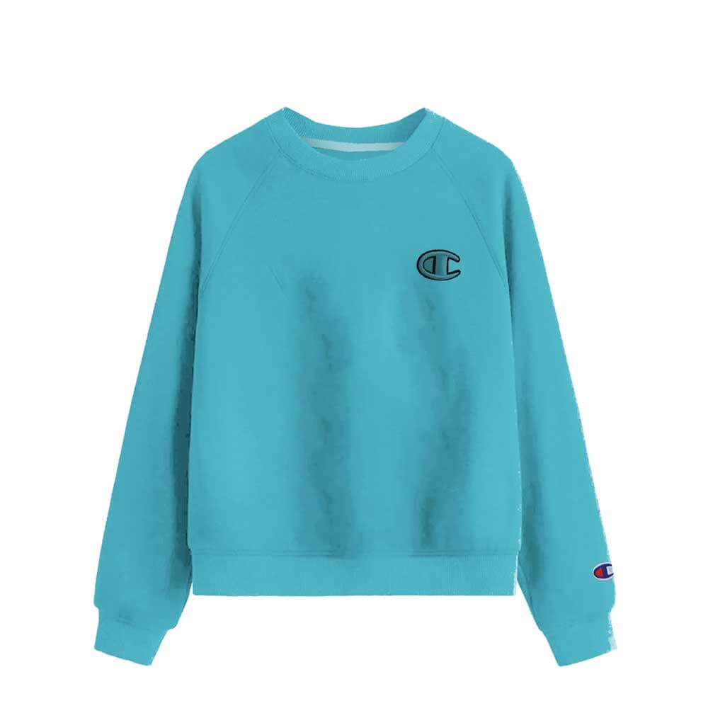 Champion Boy's Logo Printed Raglan Sleeve Fleece Sweatshirt Boy's Sweat Shirt Fiza Sky XS(5-6 Years) 