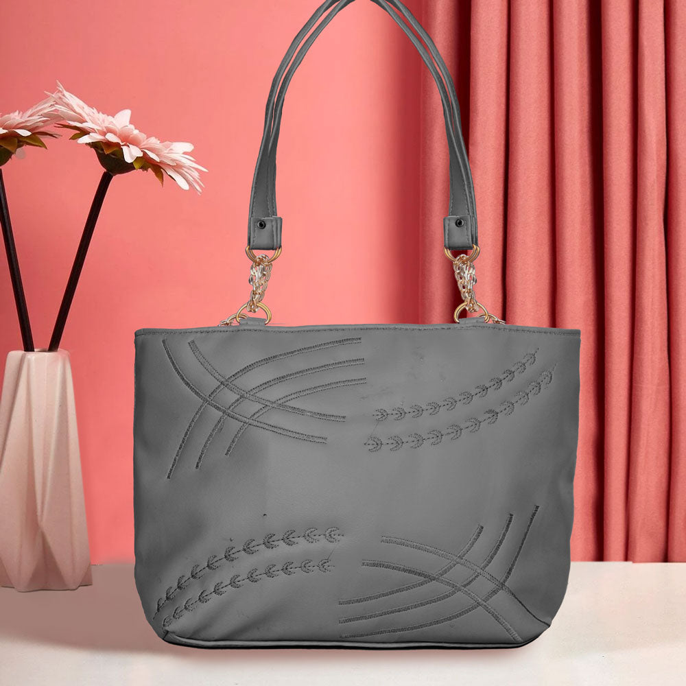 Women's Vatutine Embroidered Design Leather Shoulder/Hand Bag bag SNAN Traders Slate Grey 