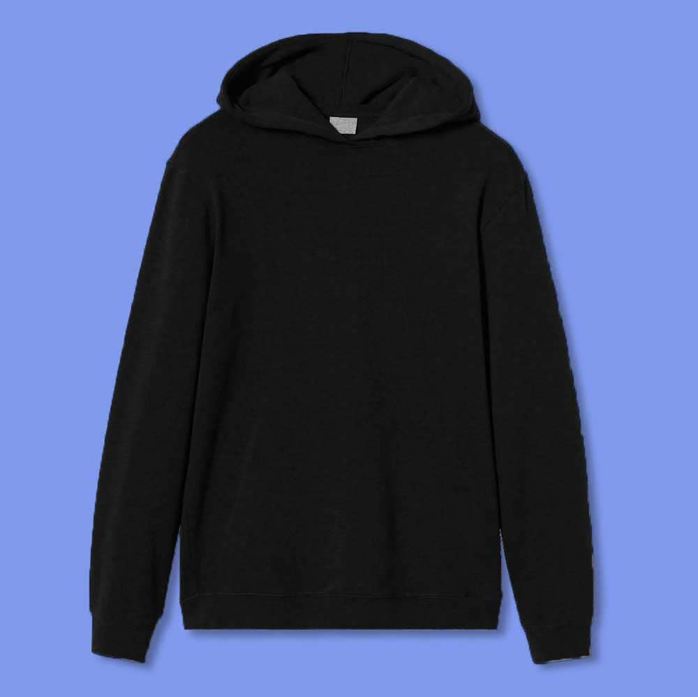 Men's Midelt Solid Design Fleece Pullover Hoodie Men's Pullover Hoodie IBT Black S 