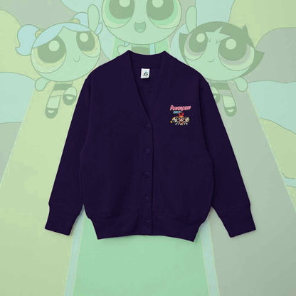 Smart Blanks Kid's Power Puff Printed Long Sleeve Fleece Cardigan Boy's Sweat Shirt Fiza Purple XS(3-4 Years) 