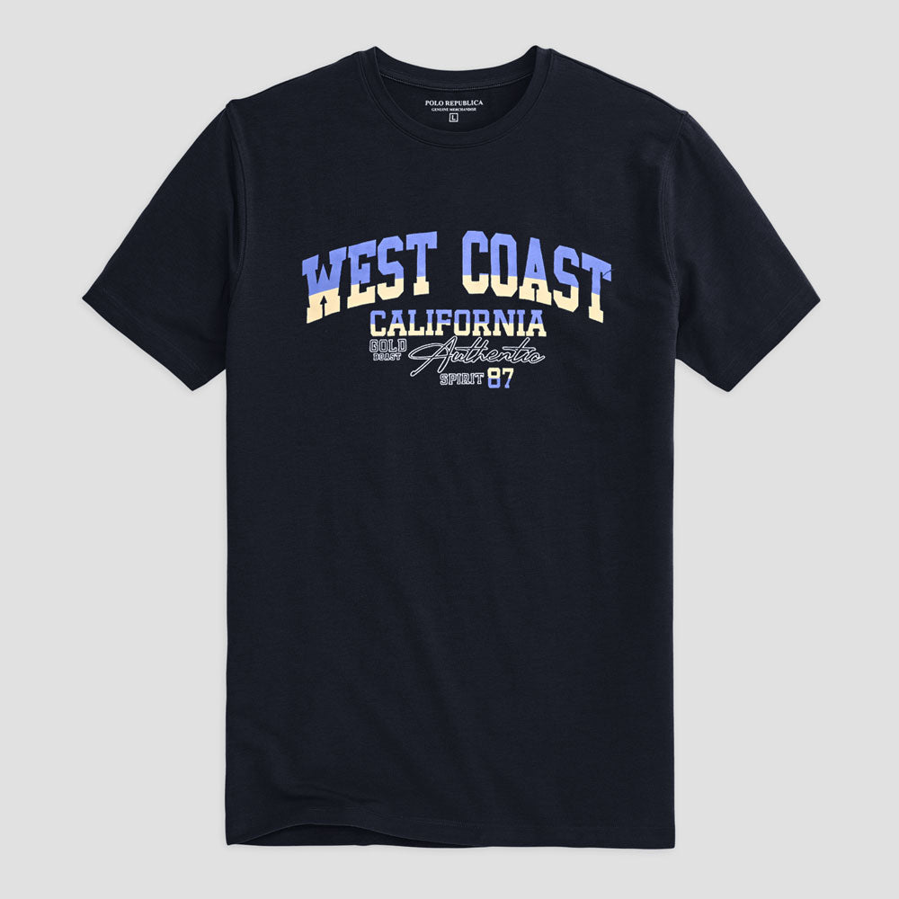 Polo Republica Men's West Coast Printed Crew Neck Tee Shirt Men's Tee Shirt Polo Republica Light Navy S 