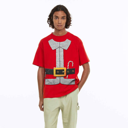 Holiday Men's Santa Costume Printed Short Sleeve Tee Shirt Men's Tee Shirt HAS Apparel Red S 