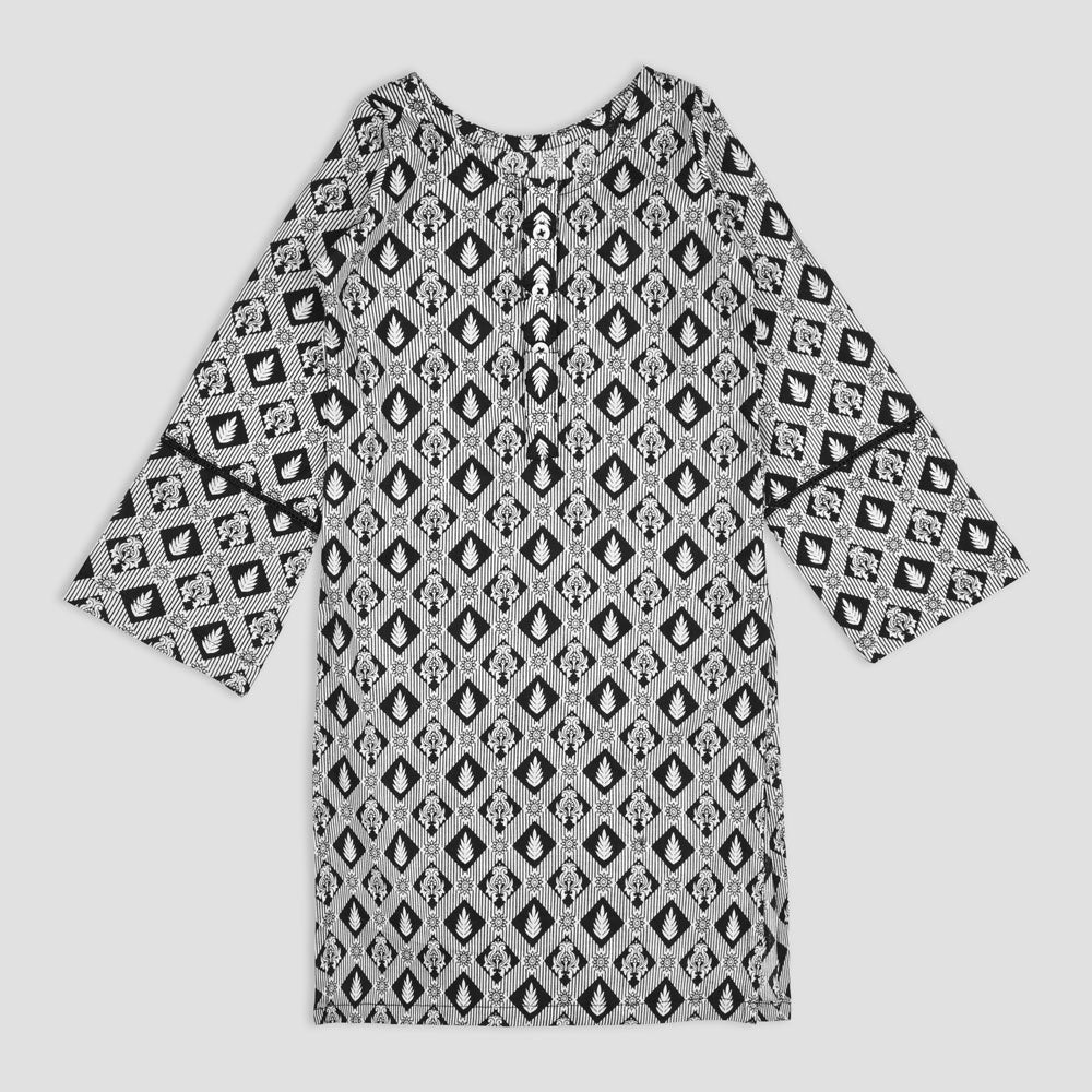 Safina Girls Gobabis Printed Design Shirt Girl's Casual Top Safina White & Black Leaves 4-5 Years 