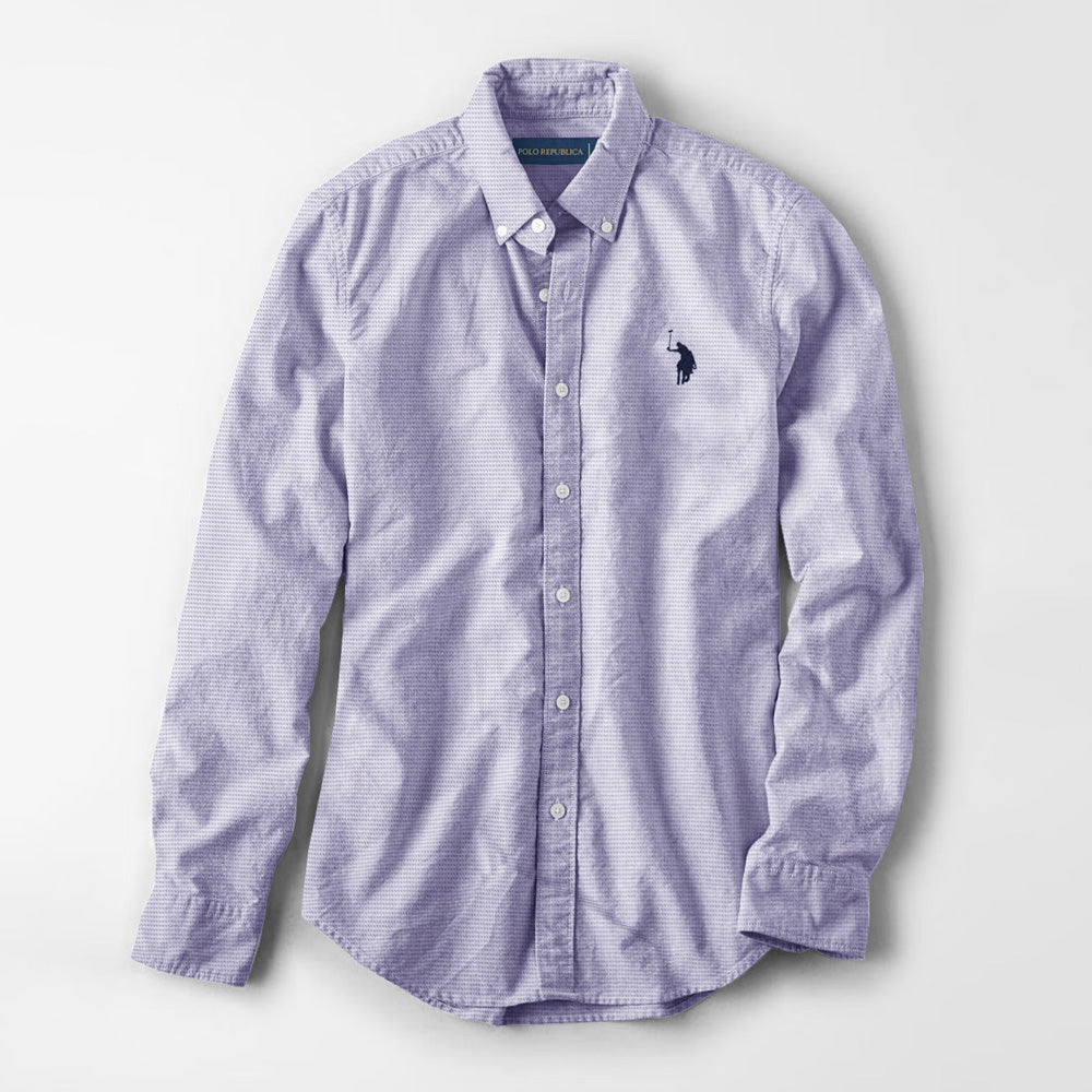 Polo Republica Men's Premium Pony Embroidered Check Design Casual Shirt Men's Casual Shirt Polo Republica White & Lavender S 