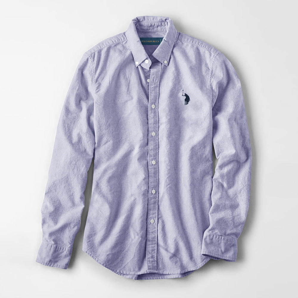 Polo Republica Men's Premium Pony Embroidered Check Design Casual Shirt Men's Casual Shirt Polo Republica White & Light Lavender S 