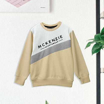 Mckenzie Kid's Logo Printed Fleece Sweat Shirt Boy's Sweat Shirt LFS White & Yellow 3-4 Years 