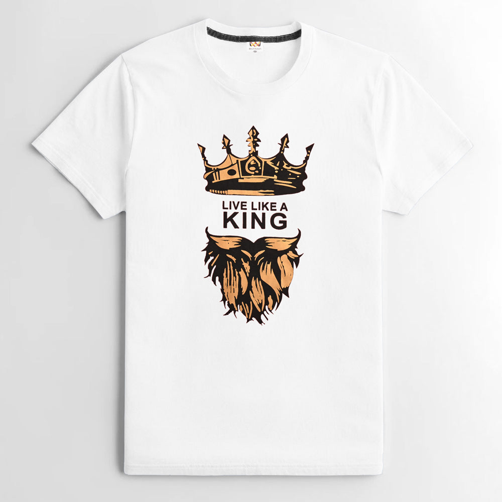 RichMan King Crown Printed Short Sleeve Tee Shirt Men's Tee Shirt ASE White S 