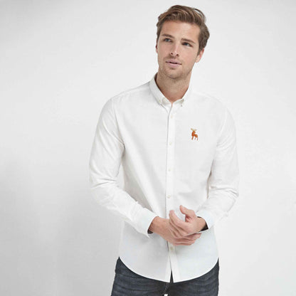 Polo Republica Men's Moose Embroidered Premium Casual Shirt Men's Casual Shirt Polo Republica Off White S 
