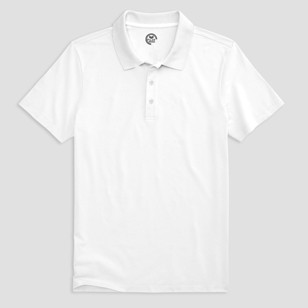 Poler Men's Chimbote Solid Design Short Sleeve Polo Shirt Men's Polo Shirt IBT White S 