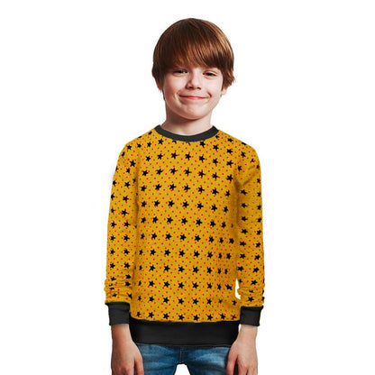 Stars Printed Kids Cut Label Crew Neck Terry Sweat Shirt Boy's Sweat Shirt SRK Yellow 1 
