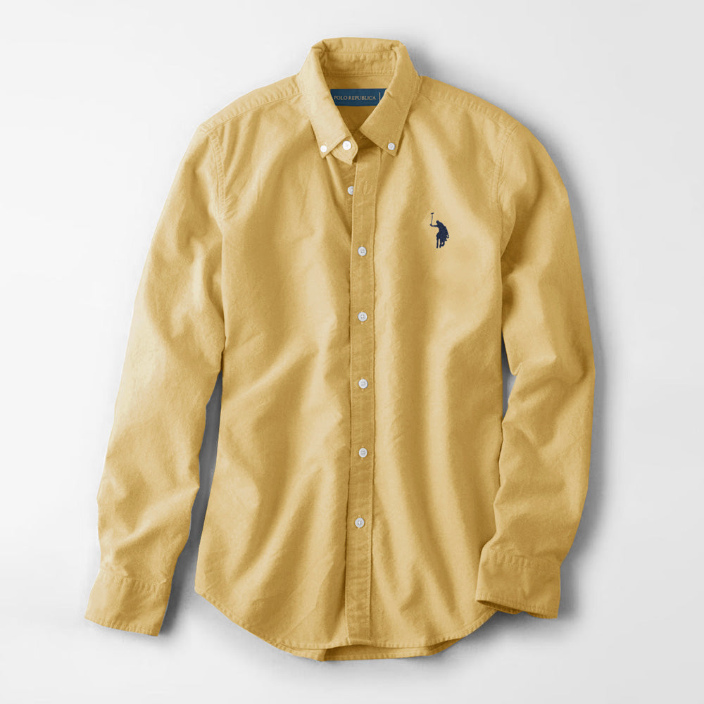 Polo Republica Men's Premium Pony Embroidered Plain Casual Shirt III Men's Casual Shirt Polo Republica Yellow S 