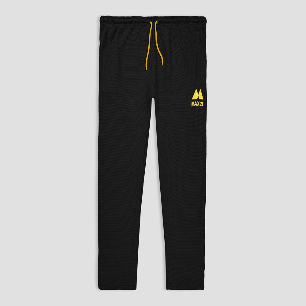 MAX 21 Men's Pargas Logo Printed Terry Loungewear Trousers Men's Sleep Wear SZK Black S 