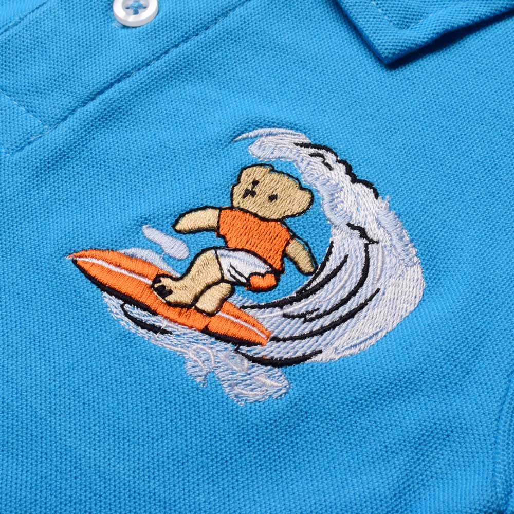 Safina Boy's Surfer Teddy Bear Embroidered Polo Shirt Boy's Polo Shirt Image 