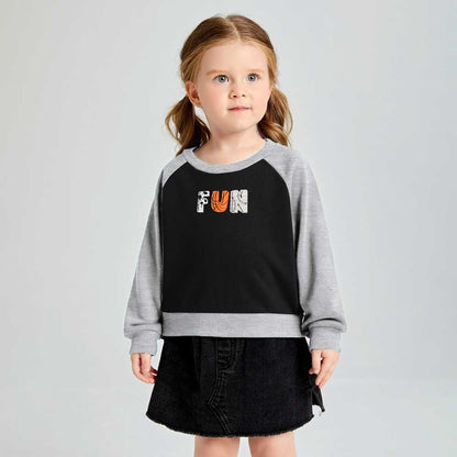 Safina Kid's Fun Embroidered Raglan Fleece Sweat Shirt Girl's Sweat Shirt Image 