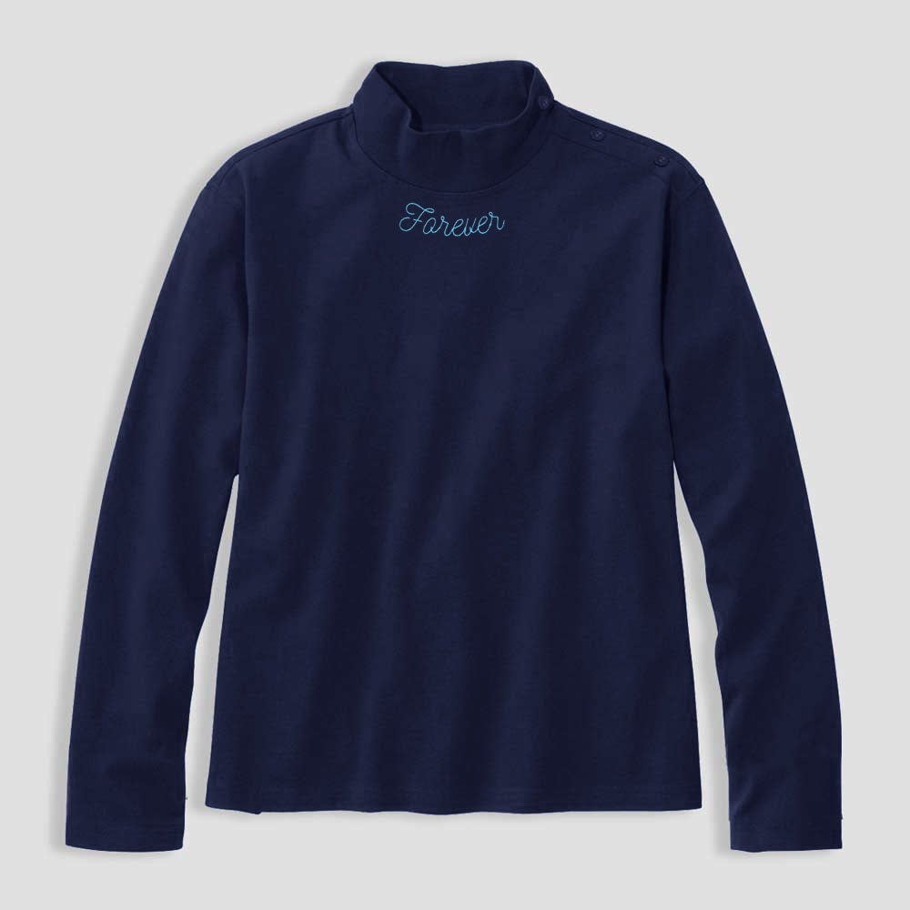 Polo Republica Women's Forever Embroidered Buttoned Neck Sweatshirt Women's Sweat Shirt Polo Republica Blue XS 