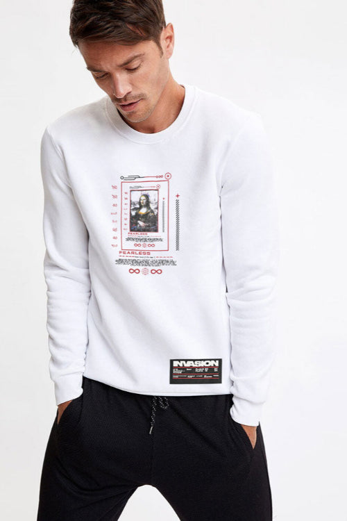 HAS Apparel Men's Fearless Printed Long Sleeve Sweat Shirt