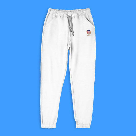 Polo Republica Men's Polo USA Emblem Embroidered Fleece Jogger Pants Men's Trousers Polo Republica White XS 