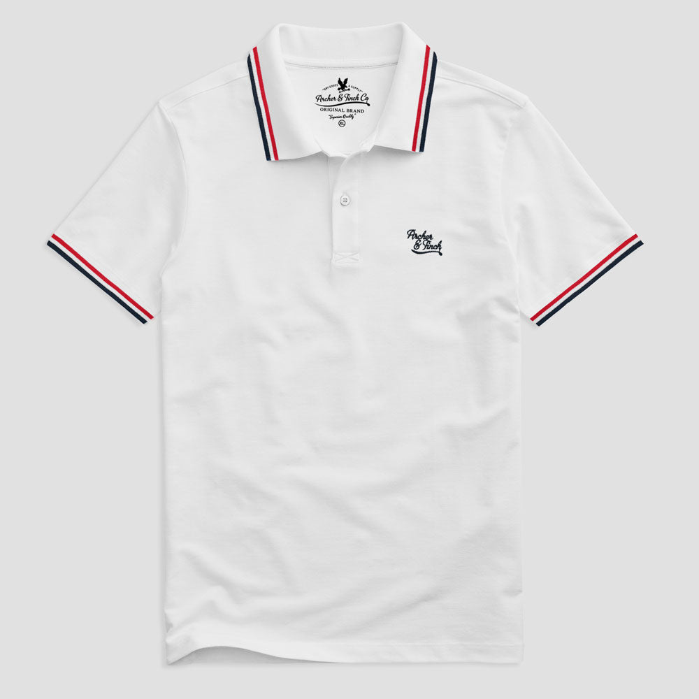 Archer Finch Men's Tipping Style Polo Shirt Men's Polo Shirt LFS White S 