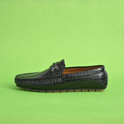 Black Camel Men's Crocodile Style Loafer Shoes with Buckle Men's Shoes Hamza Traders Black EUR 39 